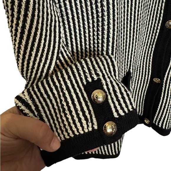 NWT Anine Bing Dave Stripe Black and White Cardigan Size Medium - Picture 4 of 13
